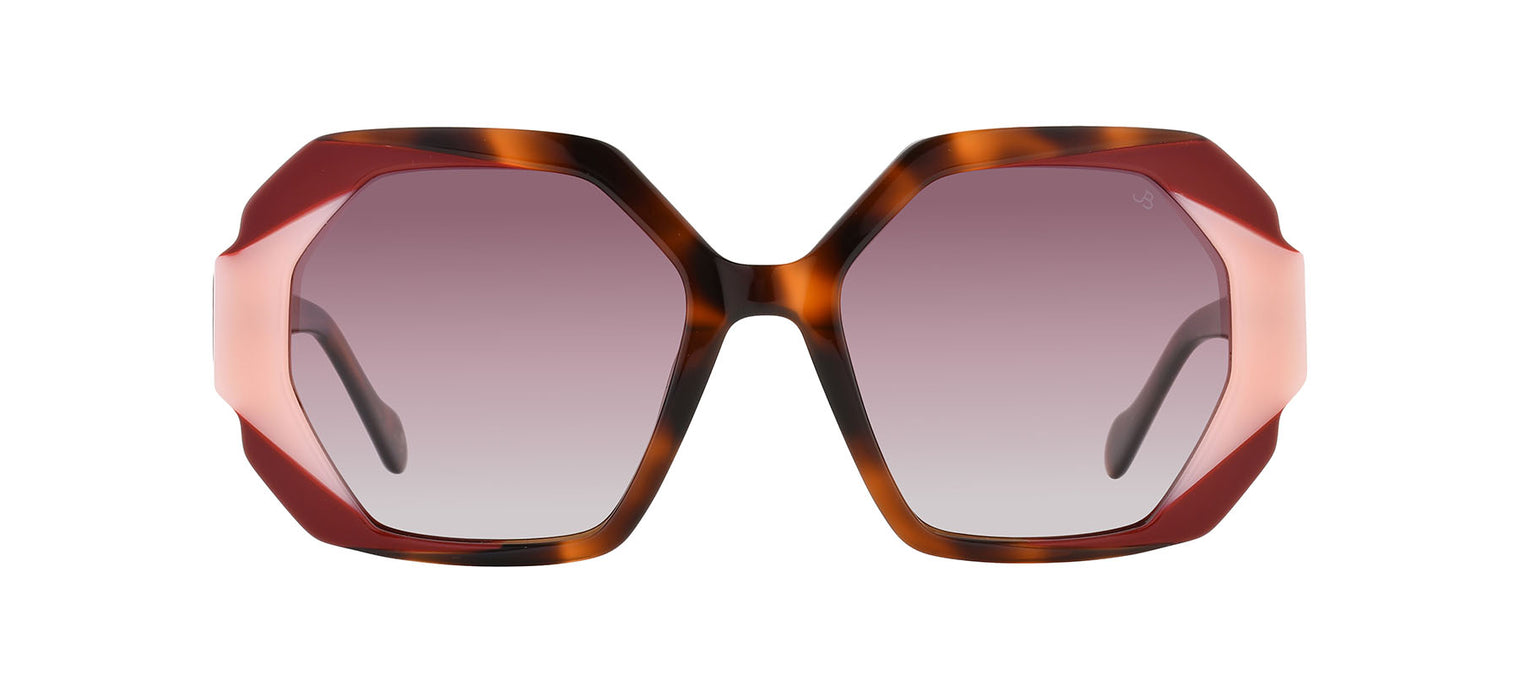 Gafas de sol con forma geométrica Julia Backer de Color habana-roja